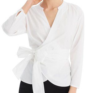 J. Crew Stretch Cotton Poplin Wrap Top